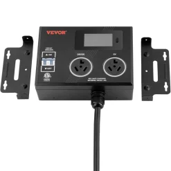 VEVOR NEMA Splitter for Dryer and EV, 3-Color LED Indicator, 240V Smart Power Distribution, With NEMA 10-30 Plug, Two NEMA 10-30 Outlets, 3.4 in LCD Screen, Max 24A Dryer EV, Tested to ETL Standard