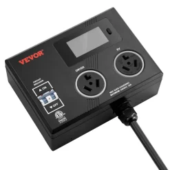 VEVOR NEMA Splitter for Dryer and EV, 3-Color LED Indicator, 240V Smart Power Distribution, With NEMA 10-30 Plug, Two NEMA 10-30 Outlets, 3.4 in LCD Screen, Max 24A Dryer EV, Tested to ETL Standard