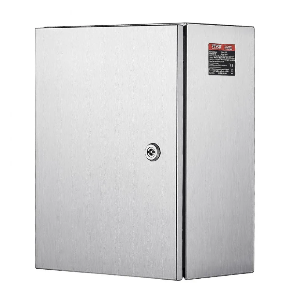 VEVOR NEMA Stainless Steel Enclosure, 16 x 12 x 8'' NEMA 4X Steel Electrical Box, IP66 Waterproof & Dustproof, Outdoor/Indoor Electrical Junction Box, with Mounting Plate