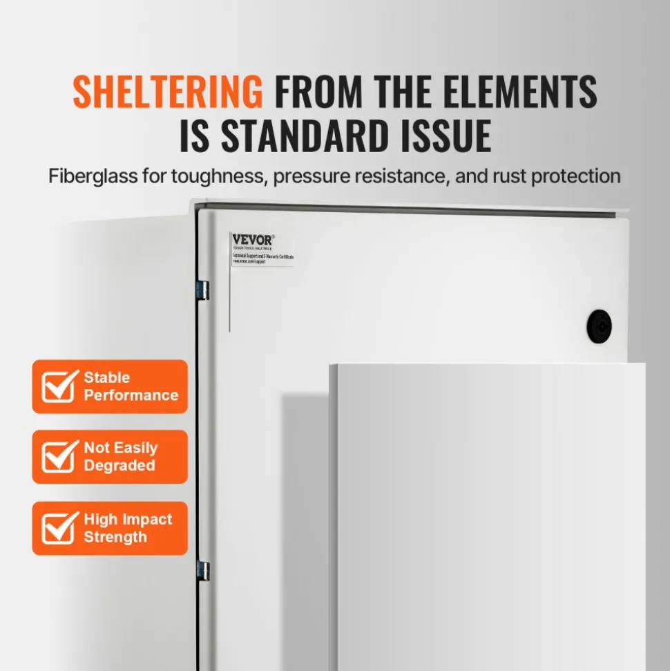 VEVOR NEMA Steel Case, 24x20x9'' NEMA 4X Fiberglass Electric Enclosure, IP66 Water & Dust Resistant, Suitable for Both Outdoor & Indoor Use, Includes Mounting Plate (60x50x23 cm)