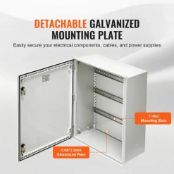 VEVOR NEMA Steel Case, 24x20x9'' NEMA 4X Fiberglass Electric Enclosure, IP66 Water & Dust Resistant, Suitable for Both Outdoor & Indoor Use, Includes Mounting Plate (60x50x23 cm)