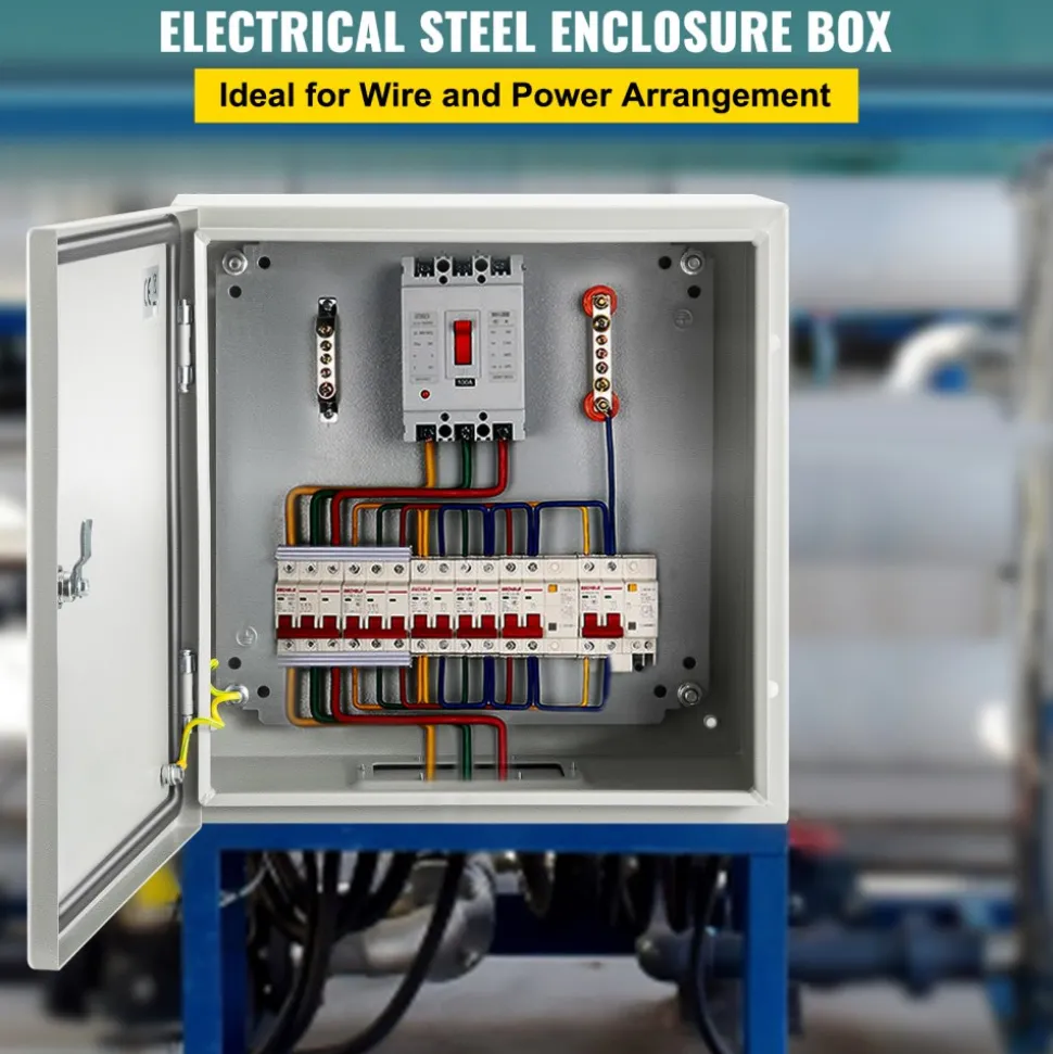 VEVOR NEMA Steel Enclosure, 20 x 20 x 6'' NEMA 4X Steel Electrical Box, IP66 Waterproof & Dustproof, Outdoor/Indoor Electrical Junction Box, with Mounting Plate