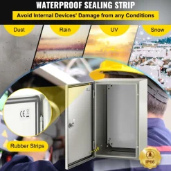 VEVOR NEMA Steel Enclosure, 20 x 12 x 10'' NEMA 4X Steel Electrical Box, IP66 Waterproof & Dustproof, Outdoor/Indoor Electrical Junction Box, with Mounting Plate