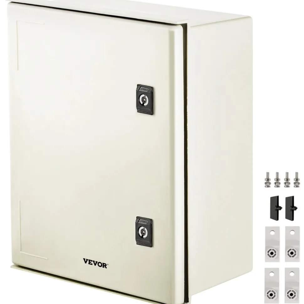VEVOR NEMA Steel Enclosure, 16 x 12 x 8'' NEMA 4X Fiberglass Electrical Box, IP66 Waterproof & Dustproof, Outdoor/Indoor Electrical Junction Box, with Mounting Plate(40 x 30 x 20 cm)