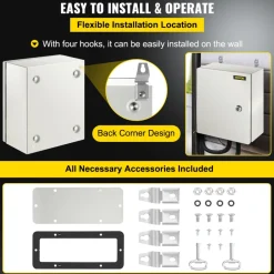 VEVOR NEMA Steel Enclosure, 12 x 10 x 6'' NEMA 4X Steel Electrical Box, IP66 Waterproof & Dustproof, Outdoor/Indoor Electrical Junction Box, with Mounting Plate