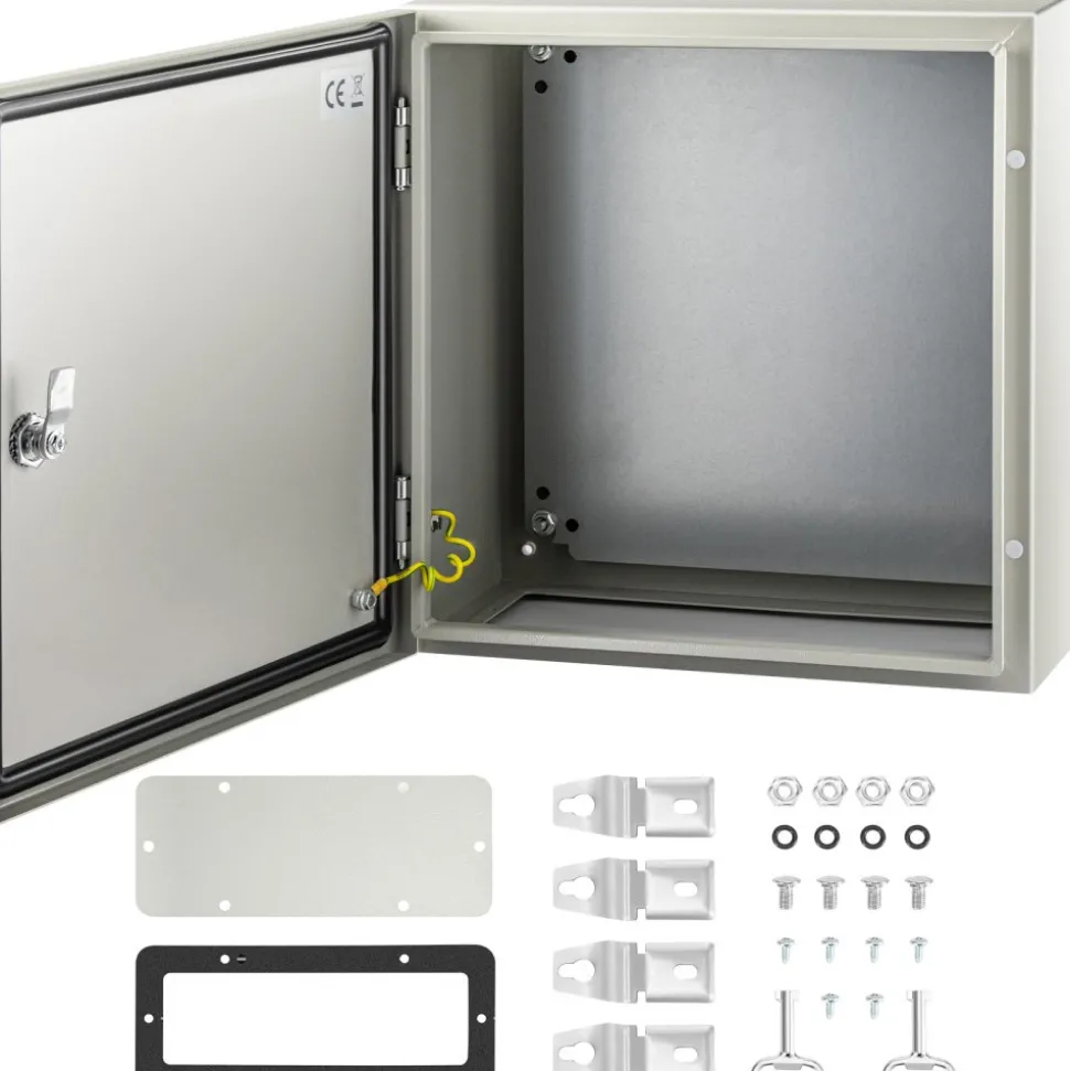VEVOR NEMA Steel Enclosure, 16 x 16 x 8'' NEMA 4X Steel Electrical Box, IP66 Waterproof & Dustproof, Outdoor/Indoor Electrical Junction Box, with Mounting Plate