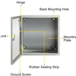 VEVOR NEMA Steel Enclosure, 12 x 12 x 8'' NEMA 4X Steel Electrical Box, IP66 Waterproof & Dustproof, Outdoor/Indoor Electrical Junction Box, with Mounting Plate