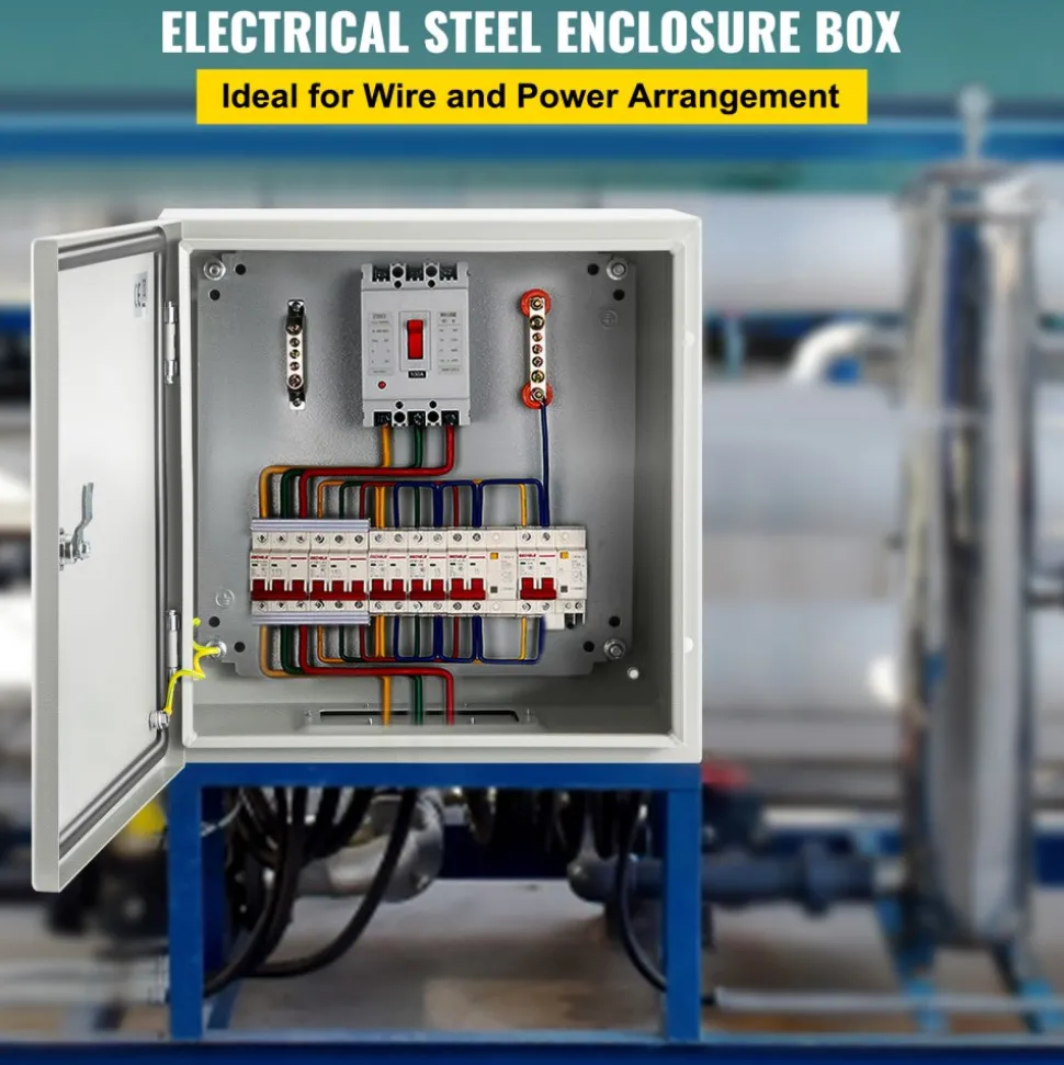 VEVOR NEMA Steel Enclosure, 12 x 12 x 8'' NEMA 4X Steel Electrical Box, IP66 Waterproof & Dustproof, Outdoor/Indoor Electrical Junction Box, with Mounting Plate