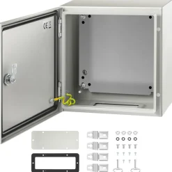 VEVOR NEMA Steel Enclosure, 12 x 12 x 8'' NEMA 4X Steel Electrical Box, IP66 Waterproof & Dustproof, Outdoor/Indoor Electrical Junction Box, with Mounting Plate