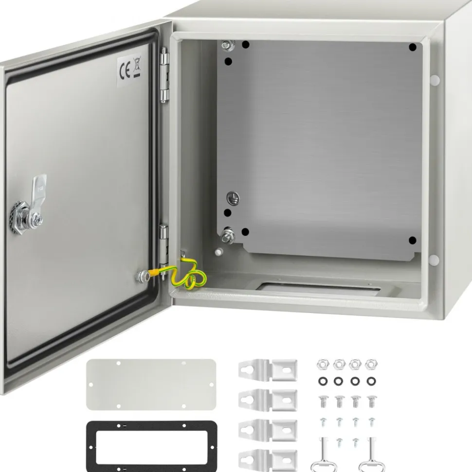 VEVOR NEMA Steel Enclosure, 12 x 12 x 8'' NEMA 4X Steel Electrical Box, IP66 Waterproof & Dustproof, Outdoor/Indoor Electrical Junction Box, with Mounting Plate