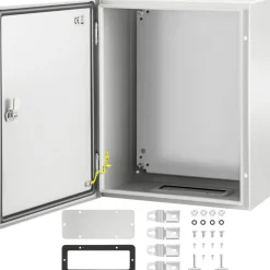 VEVOR NEMA Steel Enclosure, 24 x 16 x 9'' NEMA 4X Fiberglass Electrical Box, IP66 Waterproof & Dustproof, Outdoor/Indoor Electrical Junction Box, with Mounting Plate(60 x 40 x 23 cm)
