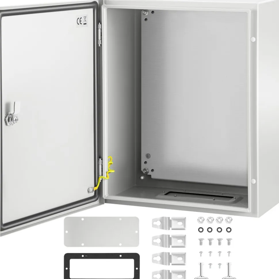 VEVOR NEMA Steel Enclosure, 24 x 16 x 9'' NEMA 4X Fiberglass Electrical Box, IP66 Waterproof & Dustproof, Outdoor/Indoor Electrical Junction Box, with Mounting Plate(60 x 40 x 23 cm)