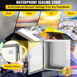 VEVOR NEMA Steel Enclosure, 24 x 16 x 9'' NEMA 4X Fiberglass Electrical Box, IP66 Waterproof & Dustproof, Outdoor/Indoor Electrical Junction Box, with Mounting Plate(60 x 40 x 23 cm)