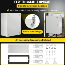 VEVOR NEMA Steel Enclosure, 24 x 16 x 9'' NEMA 4X Fiberglass Electrical Box, IP66 Waterproof & Dustproof, Outdoor/Indoor Electrical Junction Box, with Mounting Plate(60 x 40 x 23 cm)