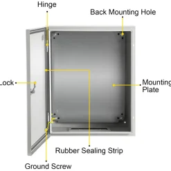 VEVOR NEMA Steel Enclosure, 24 x 16 x 9'' NEMA 4X Fiberglass Electrical Box, IP66 Waterproof & Dustproof, Outdoor/Indoor Electrical Junction Box, with Mounting Plate(60 x 40 x 23 cm)