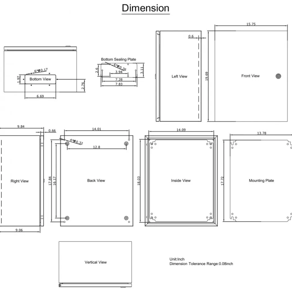 VEVOR NEMA Steel Enclosure, 24 x 16 x 9'' NEMA 4X Fiberglass Electrical Box, IP66 Waterproof & Dustproof, Outdoor/Indoor Electrical Junction Box, with Mounting Plate(60 x 40 x 23 cm)