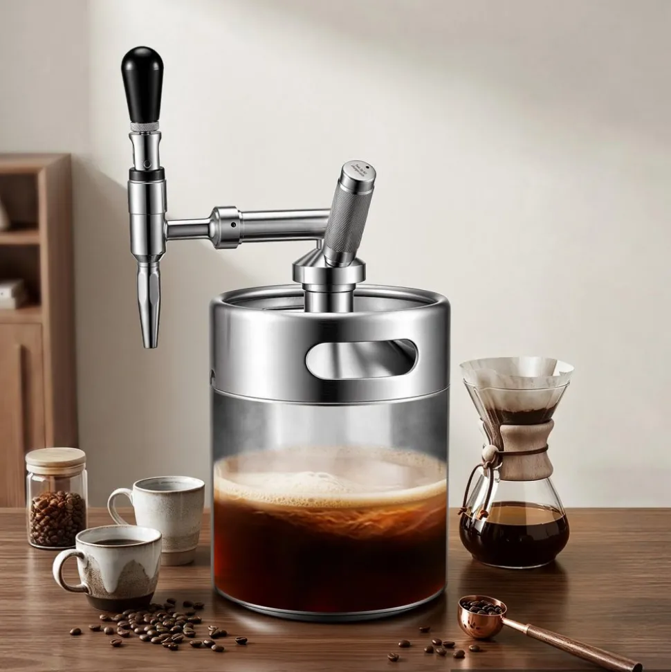 VEVOR Nitro Cold Brew Coffee Maker 135 oz Nitrogen Dispenser System, Home Brew Coffee Keg, Portable Nitrogen Infuser with Dispenser and Pressure Relieving Valve, Gift for Coffee Lovers