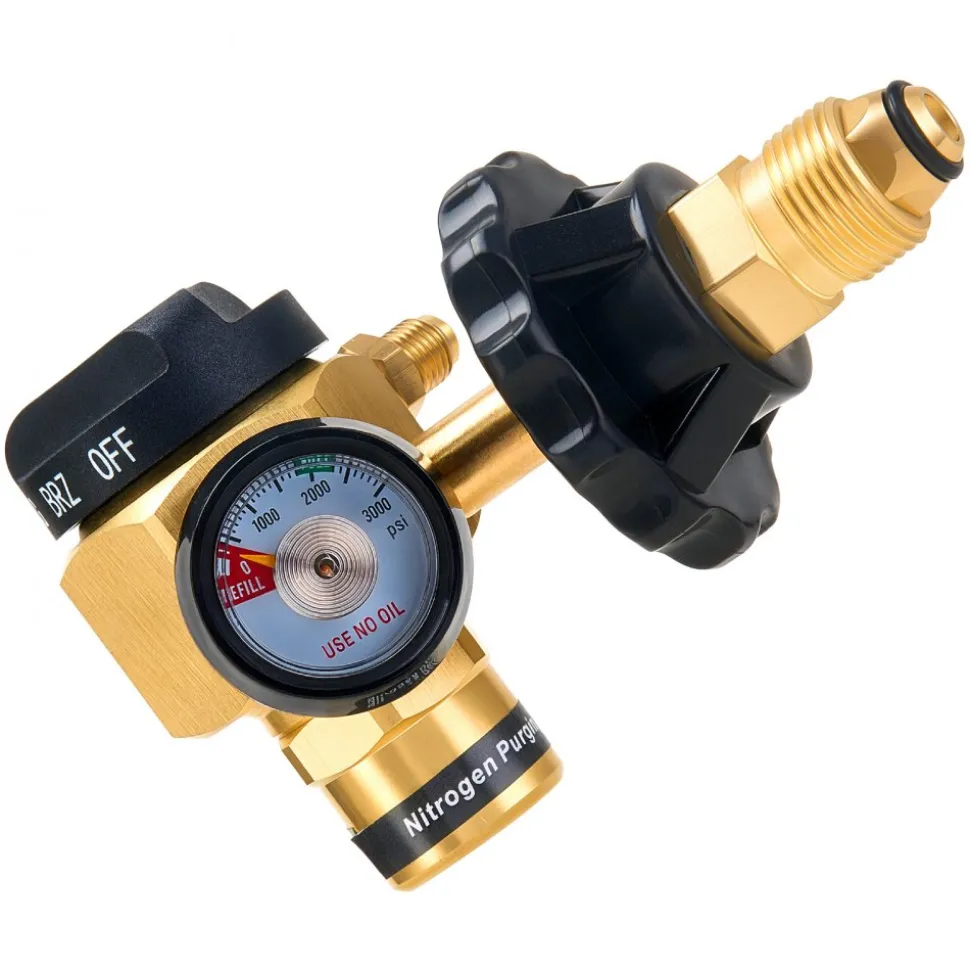 VEVOR Nitrogen Purging Regulator, Nitrogen Purge Control Valve with 650PSI Test Pressure, 4-Position Flow Control (TST/PRG/BRZ/OFF) for Brazing, Pipeline Purging, Leak Checking & Pressure Testing