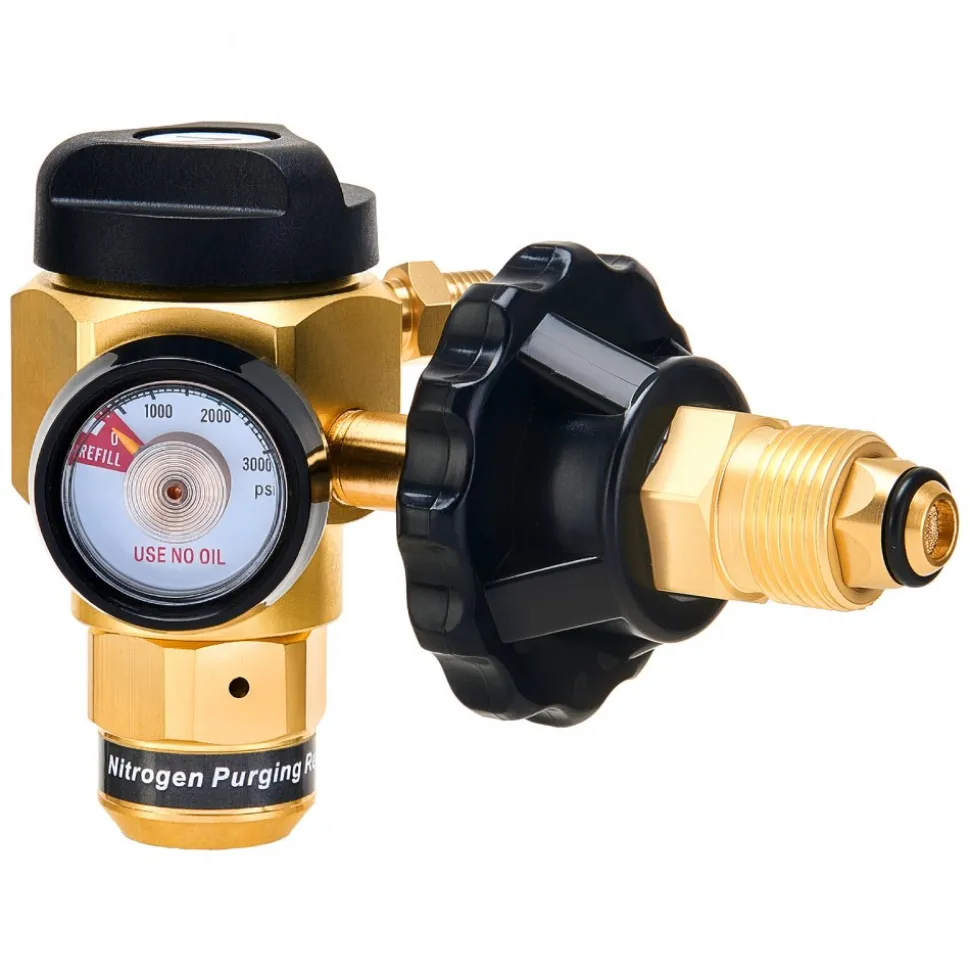 VEVOR Nitrogen Purging Regulator, Nitrogen Purge Control Valve with 650PSI Test Pressure, 4-Position Flow Control (TST/PRG/BRZ/OFF) for Brazing, Pipeline Purging, Leak Checking & Pressure Testing