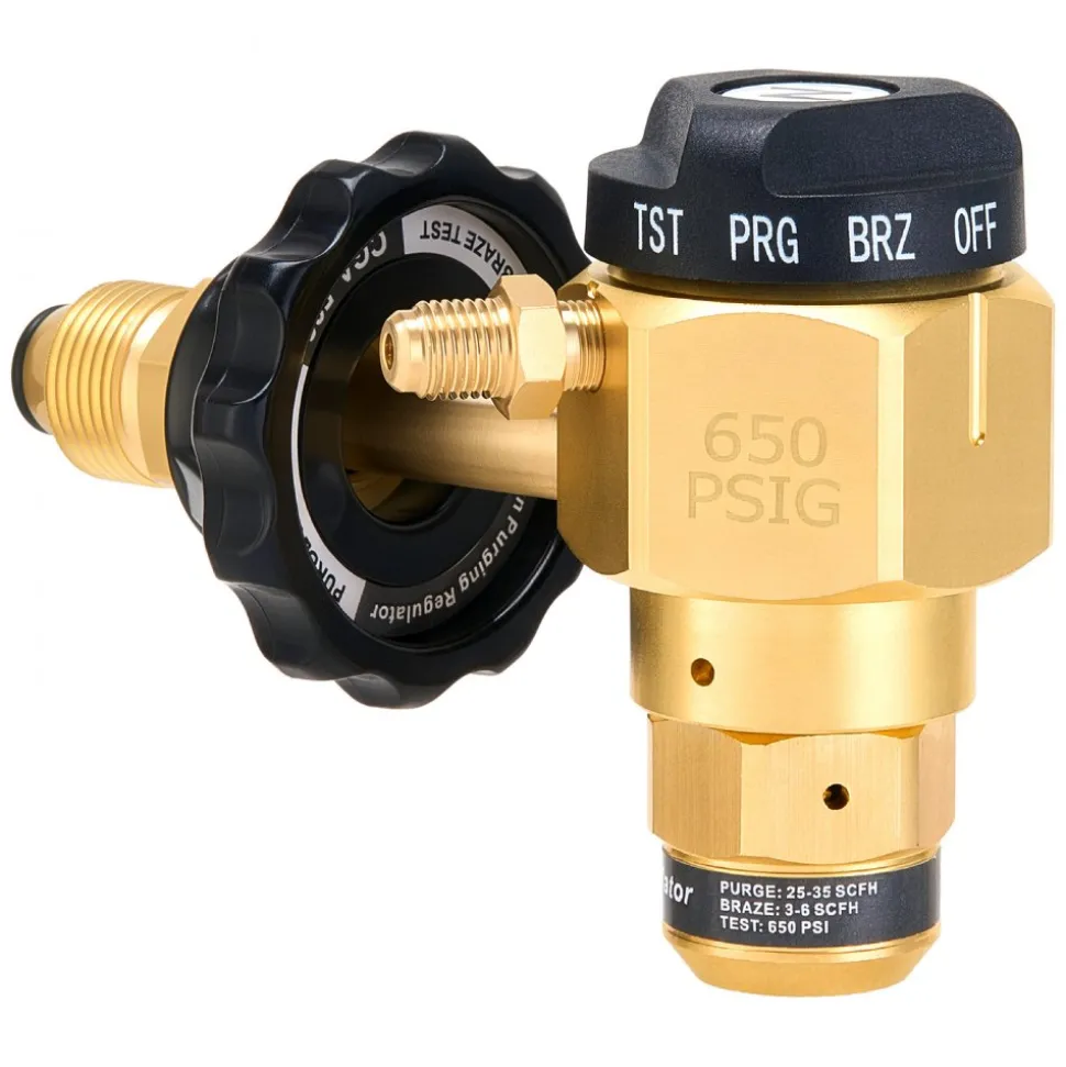 VEVOR Nitrogen Purging Regulator, Nitrogen Purge Control Valve with 650PSI Test Pressure, 4-Position Flow Control (TST/PRG/BRZ/OFF) for Brazing, Pipeline Purging, Leak Checking & Pressure Testing