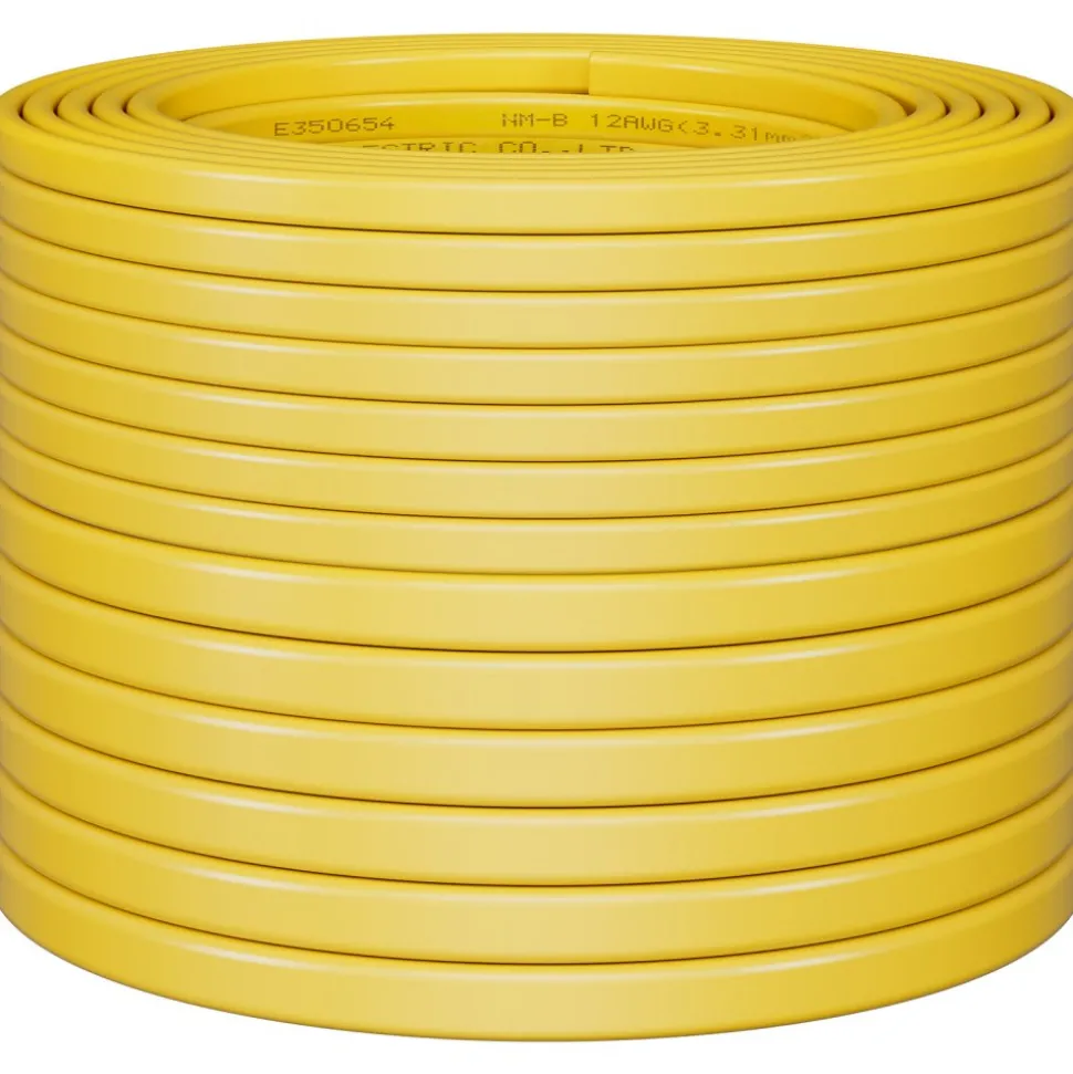 VEVOR NM-B Wire, 12AWG/2C Non-Mettalic Residential Indoor Electrical Wire with Ground, PVC Sheathed High-Purity Copper Core Cable, for Outlets, Switches, Other Loads & Lighting Wiring Project(100 ft)