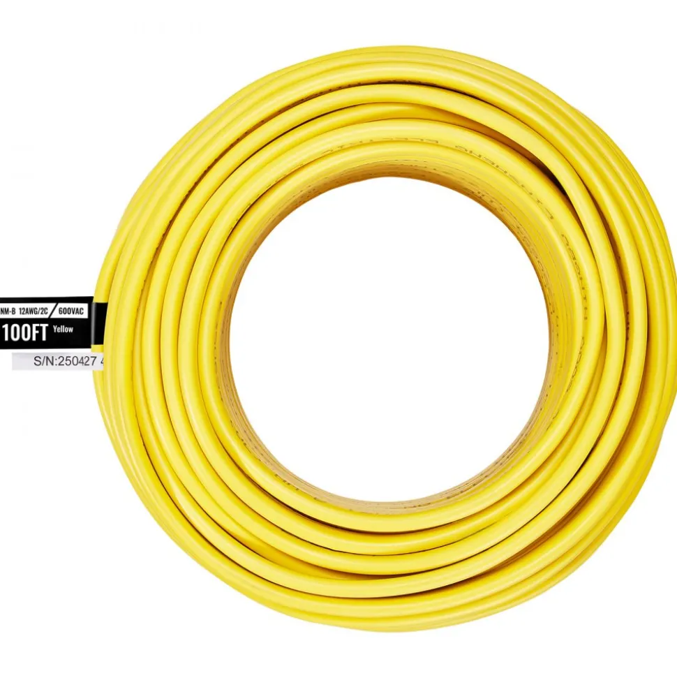 VEVOR NM-B Wire, 12AWG/2C Non-Mettalic Residential Indoor Electrical Wire with Ground, PVC Sheathed High-Purity Copper Core Cable, for Outlets, Switches, Other Loads & Lighting Wiring Project(100 ft)
