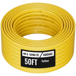 VEVOR NM-B Wire, 14AWG/2C Non-Mettalic Residential Indoor Electrical Wire with Ground, PVC Sheathed High-Purity Copper Core Cable, for Outlets, Switches, Other Loads & Lighting Wiring Project(100 ft)