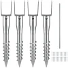 VEVOR No Dig Ground Anchor, 4 Pack 3.94 x 2.76 x 27.56 in DIY Screw in Post Stake, Includes 6 Lag Bolts & a Rebar, U-Shape Heavy Duty Steel Post Holder, Great for Mailbox Posts and Fence Posts