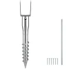 VEVOR No Dig Ground Anchor, 1 Pack 3.94 x 2.76 x 27.56 in DIY Screw in Post Stake, Includes 6 Lag Bolts & a Rebar, U-Shape Heavy Duty Steel Post Holder, Great for Mailbox Posts and Fence Posts