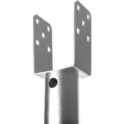 VEVOR No Dig Ground Anchor, 1 Pack 3.94 x 2.76 x 27.56 in DIY Screw in Post Stake, Includes 6 Lag Bolts & a Rebar, U-Shape Heavy Duty Steel Post Holder, Great for Mailbox Posts and Fence Posts