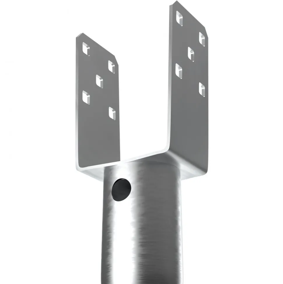 VEVOR No Dig Ground Anchor, 1 Pack 3.94 x 2.76 x 27.56 in DIY Screw in Post Stake, Includes 6 Lag Bolts & a Rebar, U-Shape Heavy Duty Steel Post Holder, Great for Mailbox Posts and Fence Posts