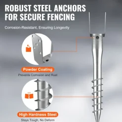 VEVOR No Dig Ground Anchor, 1 Pack 3.94 x 2.76 x 27.56 in DIY Screw in Post Stake, Includes 6 Lag Bolts & a Rebar, U-Shape Heavy Duty Steel Post Holder, Great for Mailbox Posts and Fence Posts