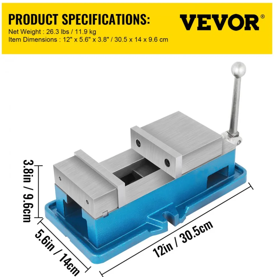 VEVOR Non Swivel Milling Lockdown Vise 4 Inch Precision Bench Clamp 100mm Width Drill Press Clamp 4 Inch Jaw Opening for Finishing Milling Machines Drilling Machines Precision Parts