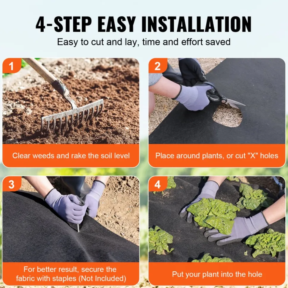 VEVOR Non Woven Geotextile Fabric Under Gravel, 6x100FT 8OZ Driveway Fabric Landscape Fabric, Heavy Duty Weed Barrier Fabric, Ground Cover Weed Control Fabric, French Drains Drainage Fabric, Black