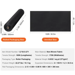 VEVOR Non Woven Geotextile Fabric Under Gravel, 4x100FT 8OZ Driveway Fabric Landscape Fabric, Heavy Duty Weed Barrier Fabric, Ground Cover Weed Control Fabric, French Drains Drainage Fabric, Black
