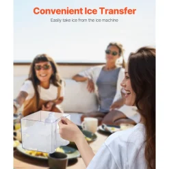 VEVOR Nugget Ice Maker, 37lbs/24H Pebble Ice Maker with Self Cleaning, Chewable Ice Maker with Ice Scoop and Basket, Stainless Steel Ice Machine with Convenient Ice Transfer for Home Kitchen Office