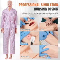 VEVOR Nursing Training Manikin, Male/Female Life Size Demonstration Human Manikin for Nursing Training, Multifunctional Education Teaching Model, PVC Anatomical Mannequin Body Care Simulator Model