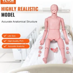 VEVOR Nursing Training Manikin, Male Life Size Demonstration Human Manikin for Nursing Training, Multifunctional Education Teaching Model Supplies, PVC Anatomical Mannequin Body Care Simulator Model