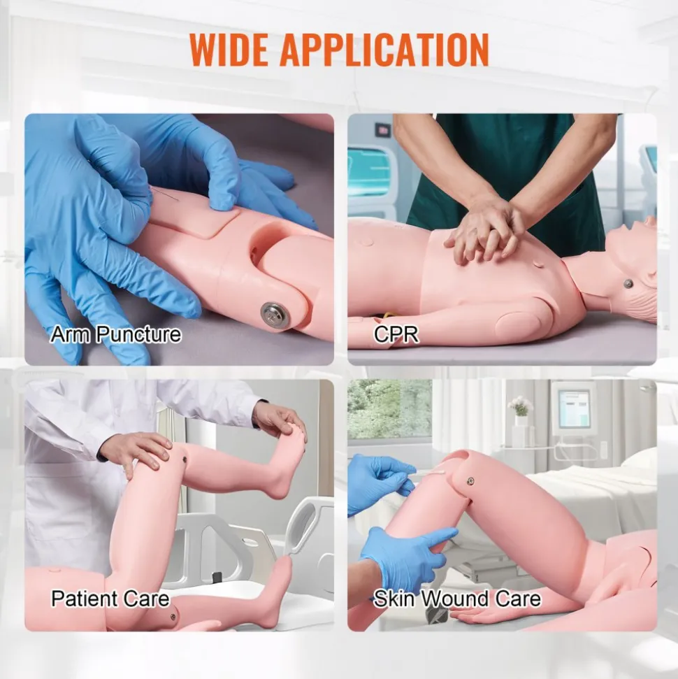 VEVOR Nursing Training Manikin, Male Life Size Demonstration Human Manikin for Nursing Training, Multifunctional Education Teaching Model Supplies, PVC Anatomical Mannequin Body Care Simulator Model