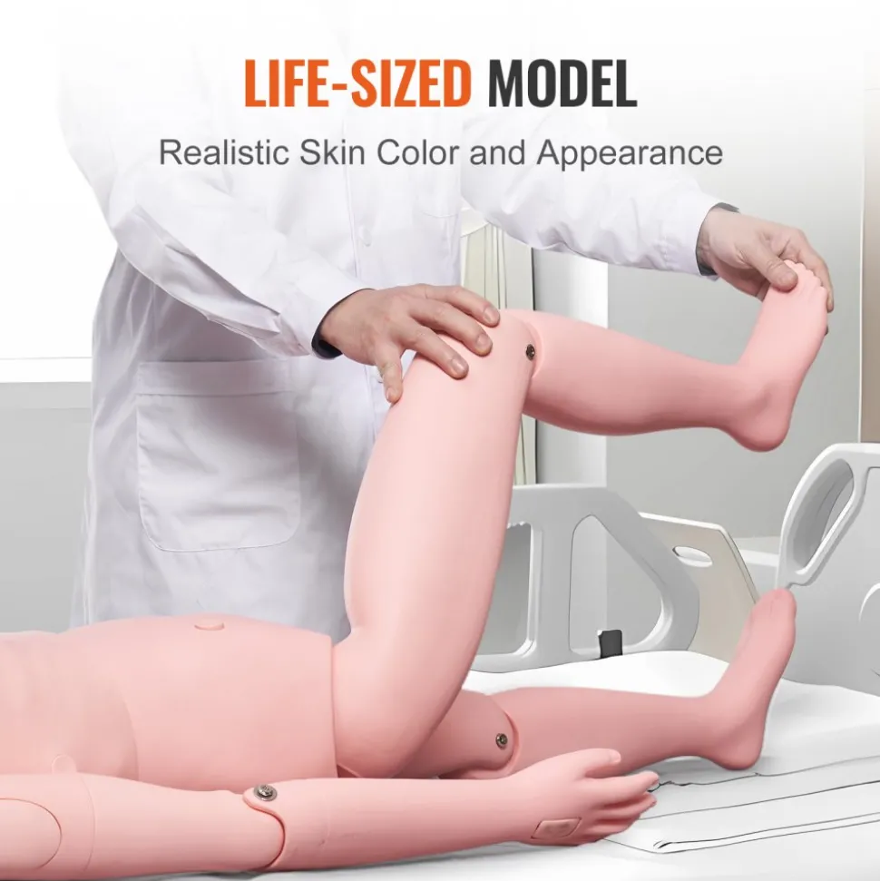 VEVOR Nursing Training Manikin, Female Life Size Demonstration Human Manikin for Nursing Training, Multifunctional Education Teaching Model Supplies, PVC Anatomical Mannequin Body Care Simulator Model
