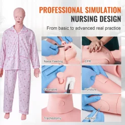 VEVOR Nursing Training Manikin, Female Life Size Demonstration Human Manikin for Nursing Training, Multifunctional Education Teaching Model Supplies, PVC Anatomical Mannequin Body Care Simulator Model