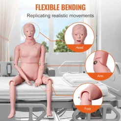 VEVOR Nursing Training Manikin, Female Life Size Demonstration Human Manikin for Nursing Training, Multifunctional Education Teaching Model Supplies, PVC Anatomical Mannequin Body Care Simulator Model