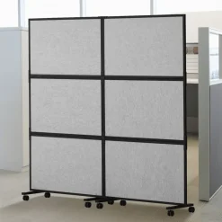 VEVOR Office Divider, 2 Panel Office Partition, Freestanding Office Divider Wall Partition & Privacy Divider Reduce Noise and Room Separation, Light Grey