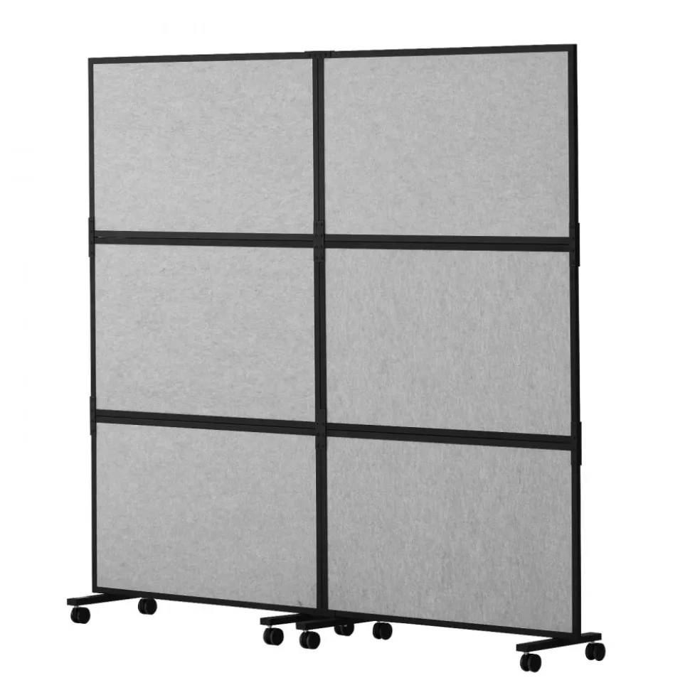 VEVOR Office Divider, 2 Panel Office Partition, Freestanding Office Divider Wall Partition & Privacy Divider Reduce Noise and Room Separation, Light Grey