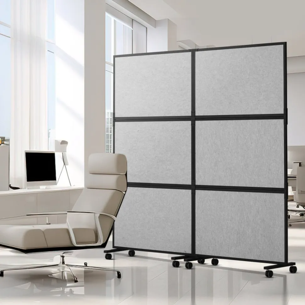 VEVOR Office Divider, 2 Panel Office Partition, Freestanding Office Divider Wall Partition & Privacy Divider Reduce Noise and Room Separation, Light Grey