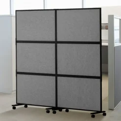 VEVOR Office Divider, 2 Panel Office Partition, Freestanding Office Divider Wall Partition & Privacy Divider Reduce Noise and Room Separation, Dark Grey