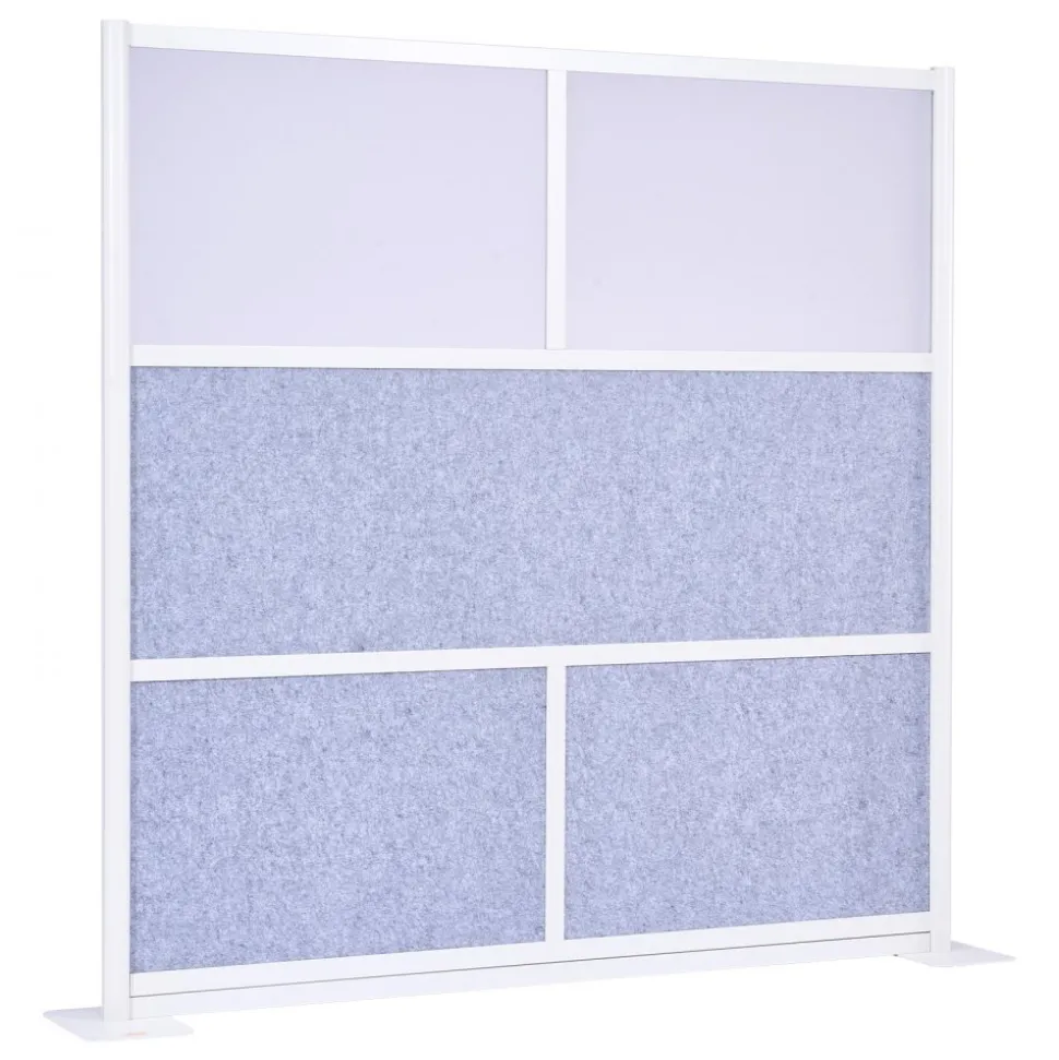 VEVOR Office Divider Privacy Partition, 1-Pack, 70" x 70" Modular Wall Room Divider, PET Workstation Cubicle Partition with Frosted Windows, Freestanding Privacy Panel Wall for Office Library