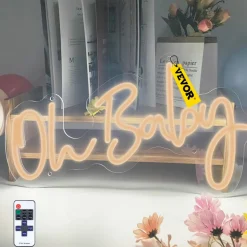 VEVOR Oh Baby Neon Sign for Wall Decor, with Remote Control and Dimmable Switch for Baby Shower decorations, Birthday Party, Wedding Decor, 23.5x12 inches (Warm White)