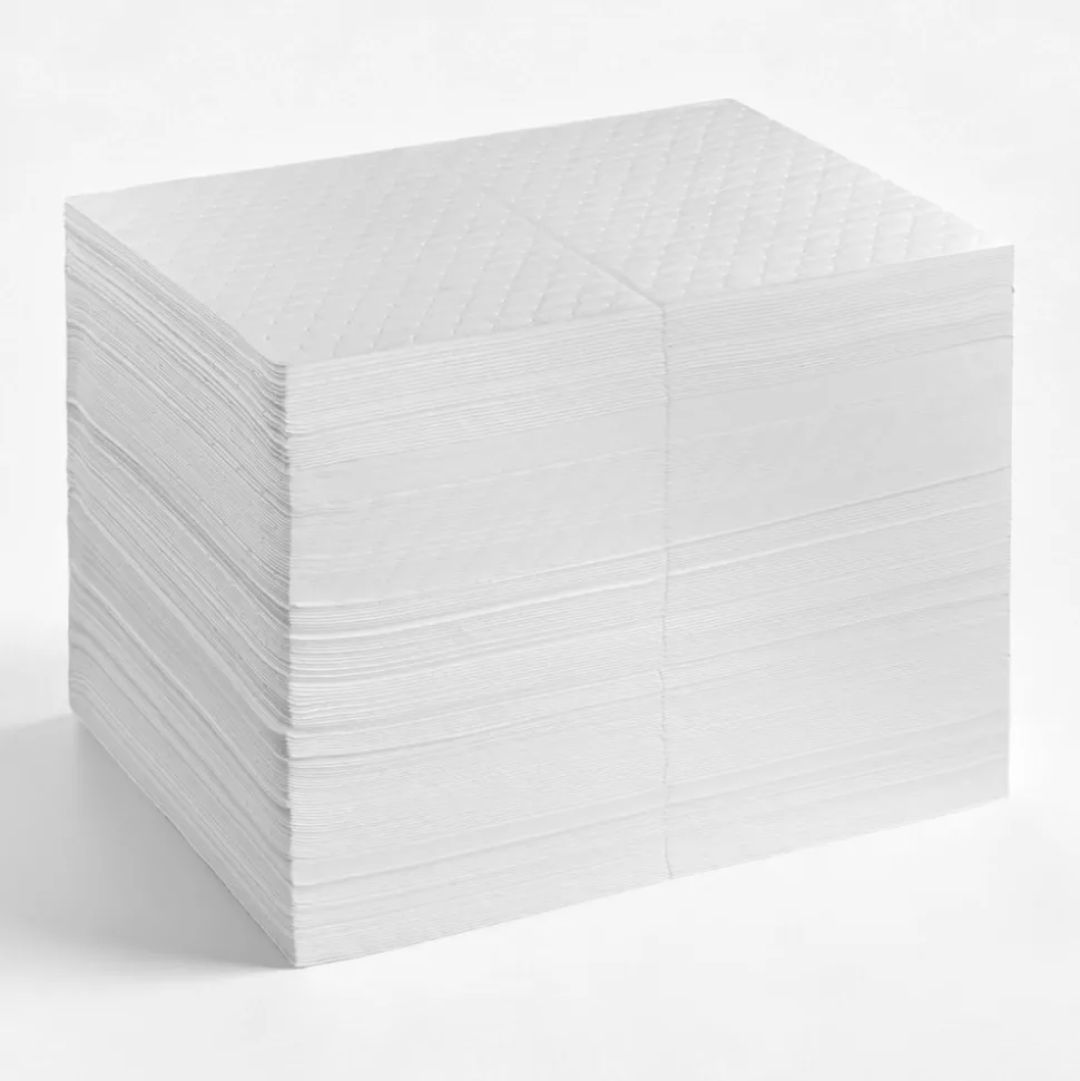 VEVOR Oil Absorbent Pads, 15" x 20" 200-Pack, Medium-Duty Spill Absorbing Pads for Gasoline, Engine Oil, Transmission Fluid, Durable PP Oil Only Control Mats for Garage Workshop Factory Cleanup