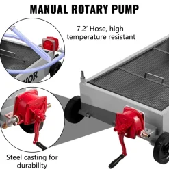 VEVOR Oil Drain Pan 15 Gallon Oil Drain Tank, 57L Low Profile Oil Drain Pan, Large Capacity Oil Change Pan, Foldable Hand, with Pump, Hose, Swivel Casters Wheels for Car, SUV, Trucks Oil Draining